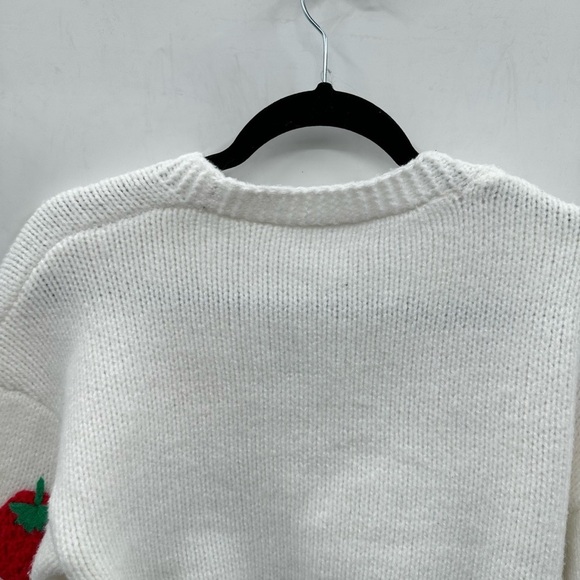 STRAWBERRY Cable knit oversized cropped woman cottagecore soft button cardigan S - Picture 11 of 13